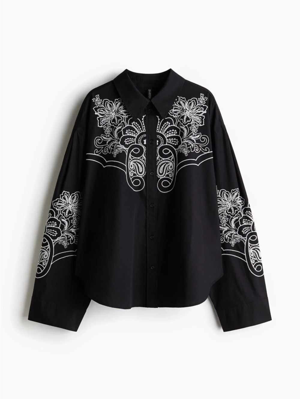 Black Embroidered Western-Style shirt Shirt